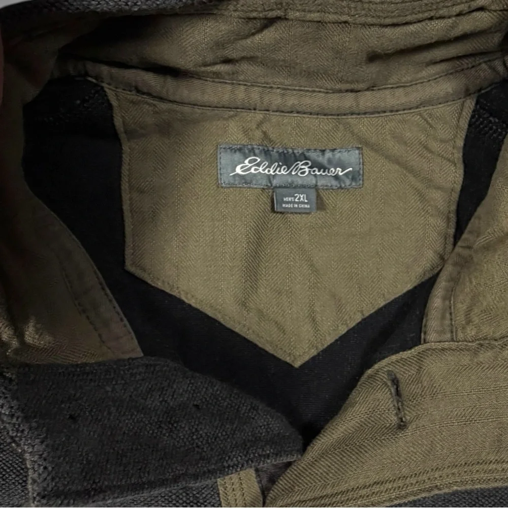 Eddie Bauer Charcoal Long Sleeve Henley Sweater‎ Shirt High Neck Button 1/4 XL - Picture 7 of 16